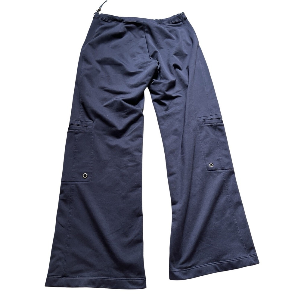 VTG Y2K Wide Leg‎ Cargo Sweats Pants Athletic Lounge Navy Drawstring Size M Lucy - Picture 5 of 6